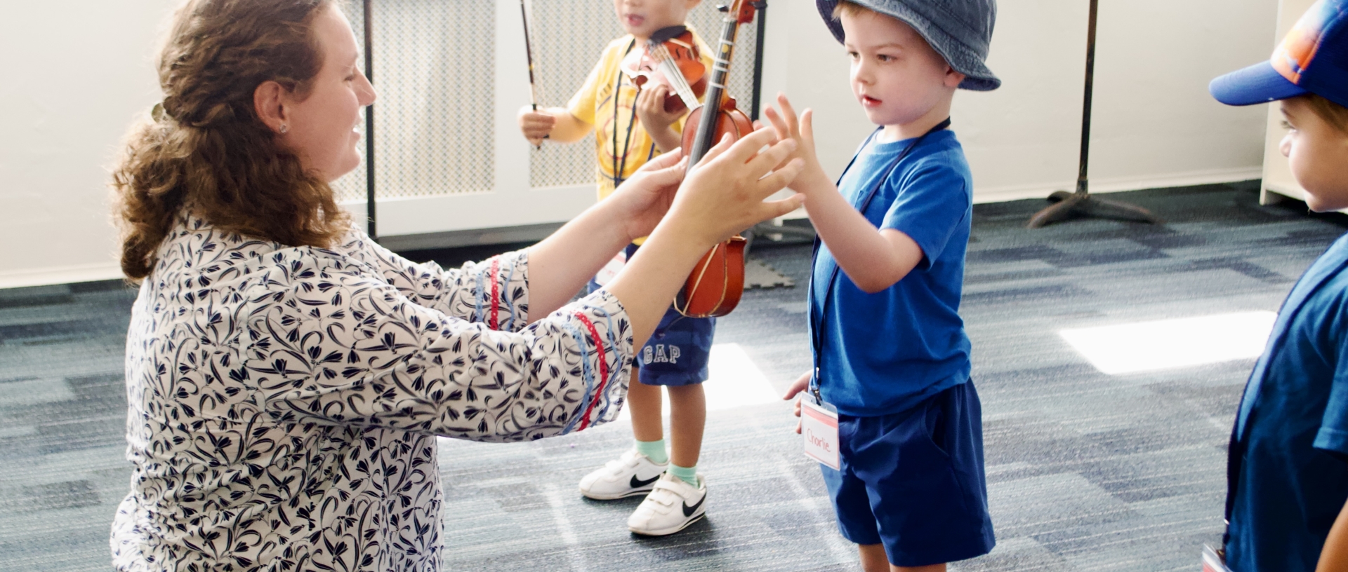 Student learning the violin