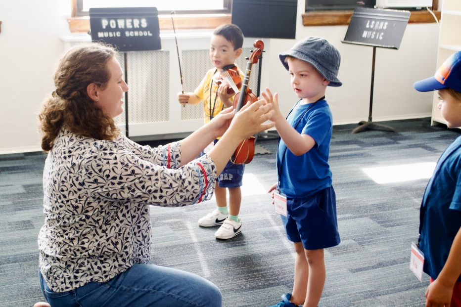 Student learning the violin