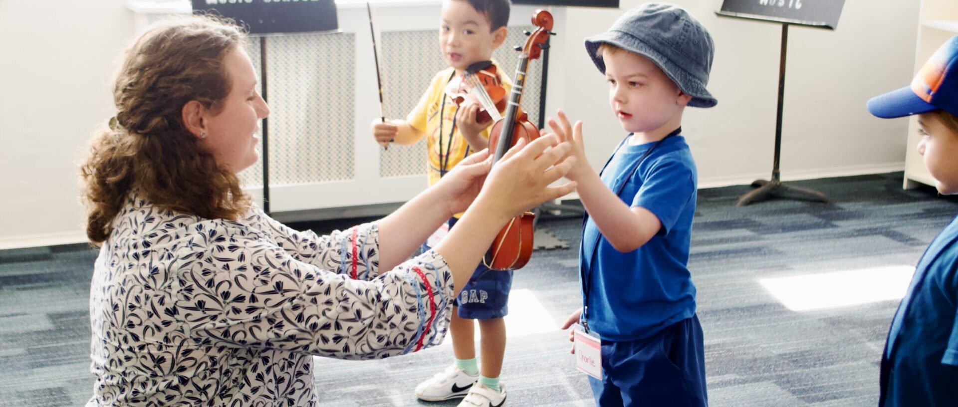 Student learning the violin