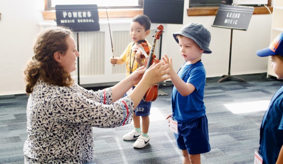 Student learning the violin